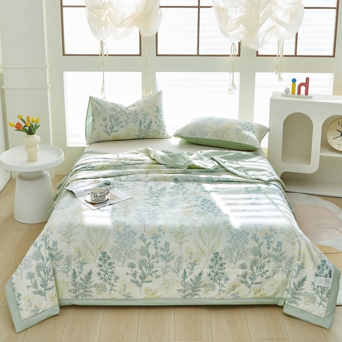 91家纺网 家纺一手货源 找家纺 黛妮雅 2026新款双面全棉羽丝夏被幽兰花谷