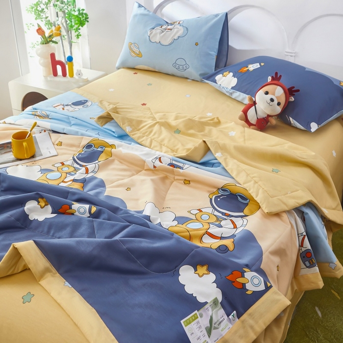 91家纺网 家纺一手货源 找家纺 黛妮雅 2026新款双面全棉羽丝夏被 太空人