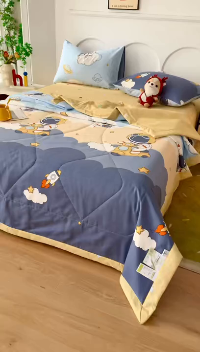 91家纺网 家纺一手货源 找家纺 黛妮雅 2026新款双面全棉羽丝夏被 太空人