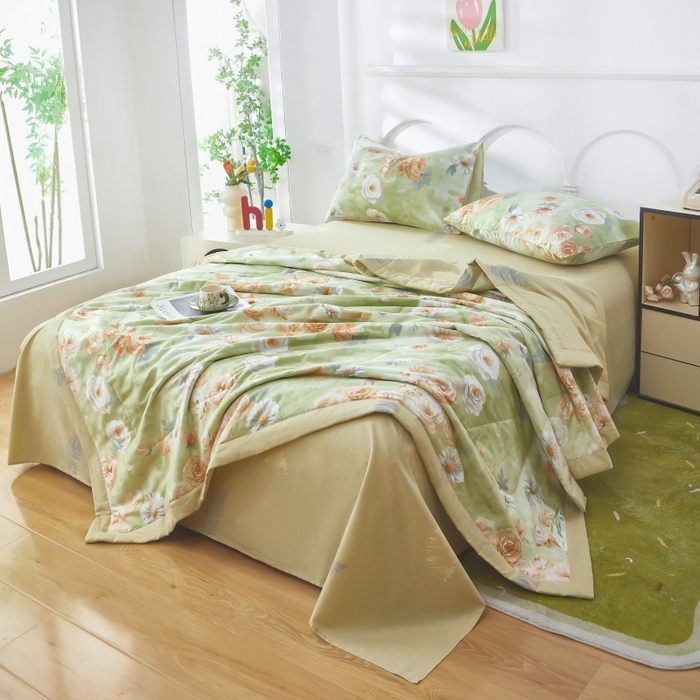 91家纺网 家纺一手货源 找家纺 黛妮雅 2026新款双面全棉羽丝夏被幸福时光