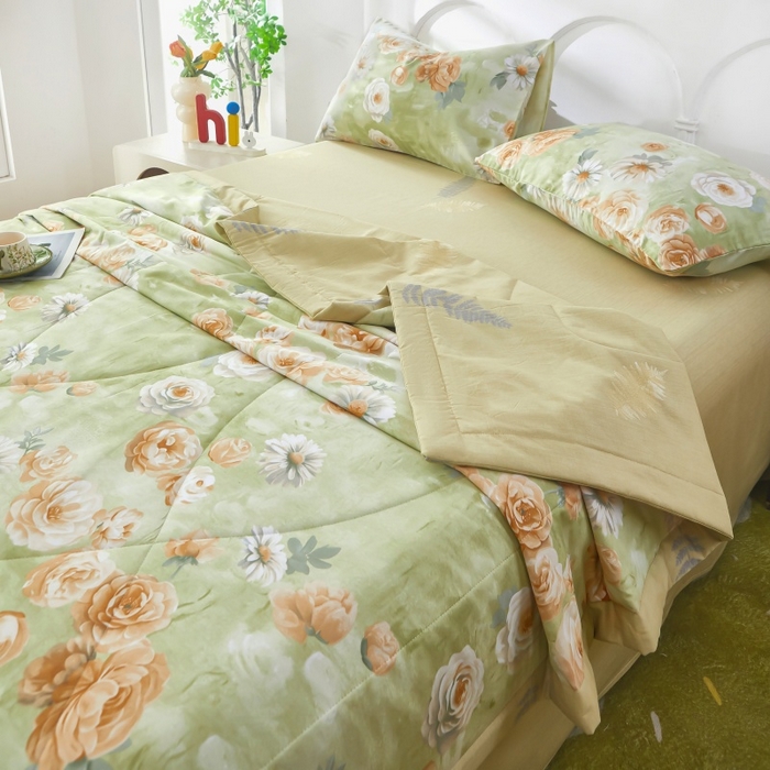 91家纺网 家纺一手货源 找家纺 黛妮雅 2026新款双面全棉羽丝夏被幸福时光