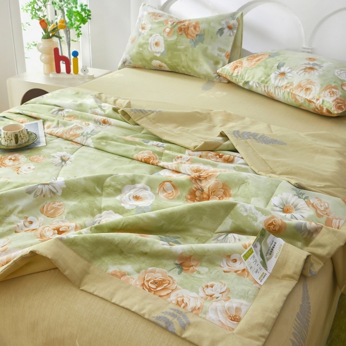 91家纺网 家纺一手货源 找家纺 黛妮雅 2026新款双面全棉羽丝夏被幸福时光