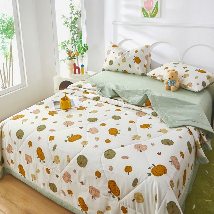 91家纺网 家纺一手货源 找家纺 黛妮雅 2026新款双面全棉羽丝夏被炫彩南瓜