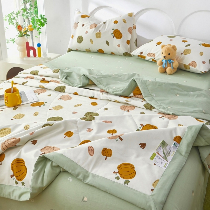 91家纺网 家纺一手货源 找家纺 黛妮雅 2026新款双面全棉羽丝夏被炫彩南瓜