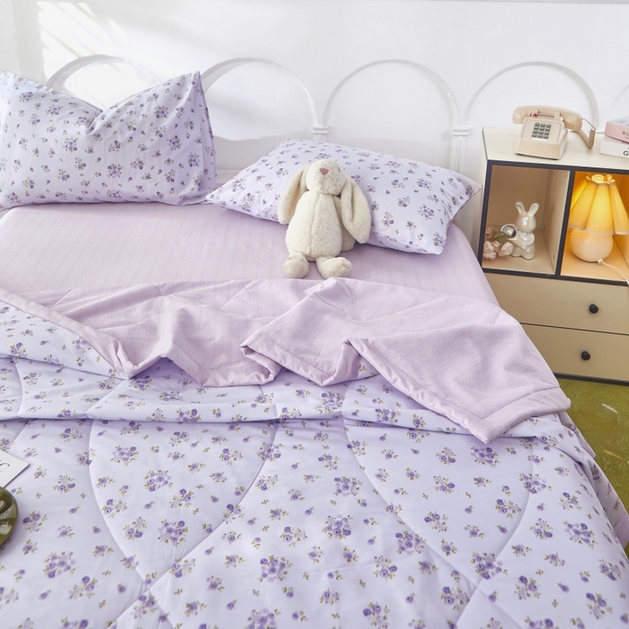 91家纺网 家纺一手货源 找家纺 黛妮雅 2026新款双面全棉羽丝夏被熏香-紫