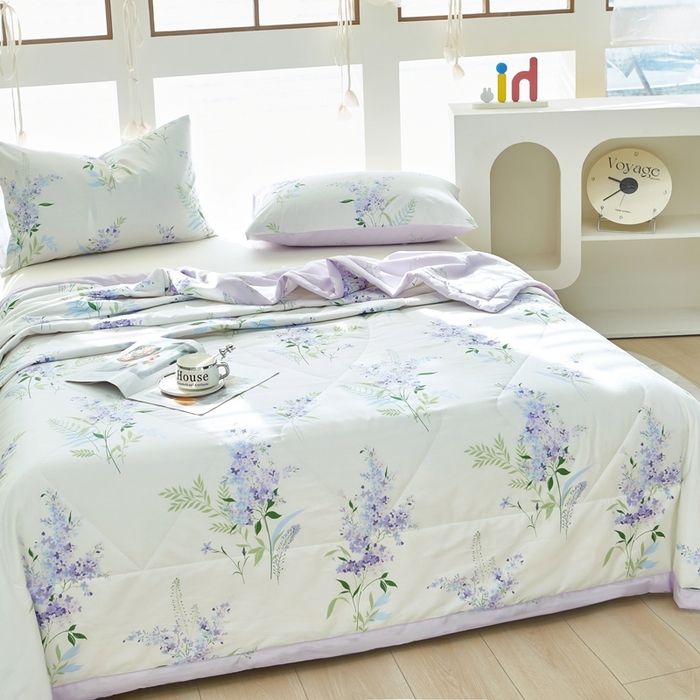 91家纺网 家纺一手货源 找家纺 黛妮雅 2026新款双面全棉羽丝夏被薰衣草