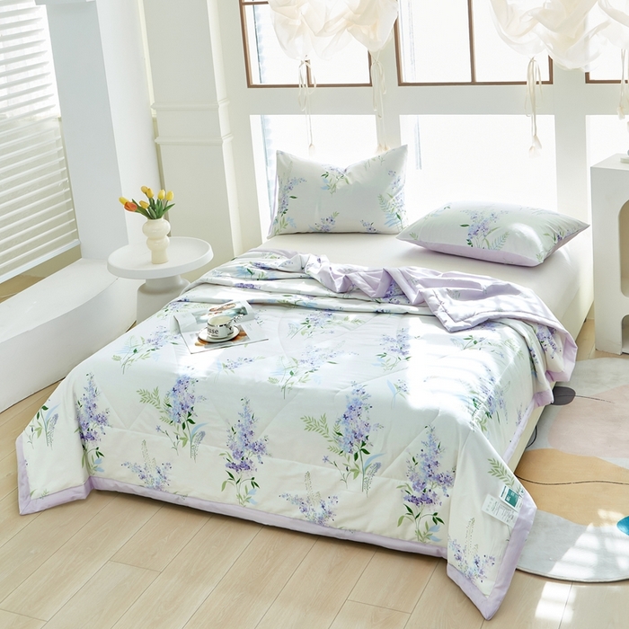 91家纺网 家纺一手货源 找家纺 黛妮雅 2026新款双面全棉羽丝夏被薰衣草