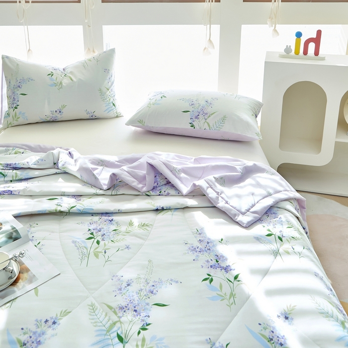 91家纺网 家纺一手货源 找家纺 黛妮雅 2026新款双面全棉羽丝夏被薰衣草