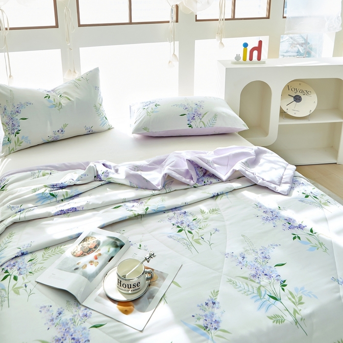 91家纺网 家纺一手货源 找家纺 黛妮雅 2026新款双面全棉羽丝夏被薰衣草