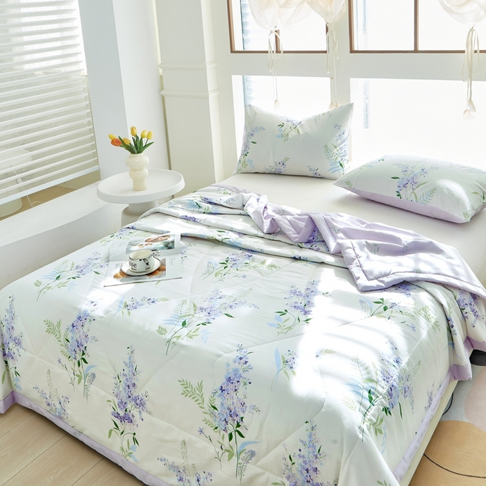 91家纺网 家纺一手货源 找家纺 黛妮雅 2026新款双面全棉羽丝夏被薰衣草