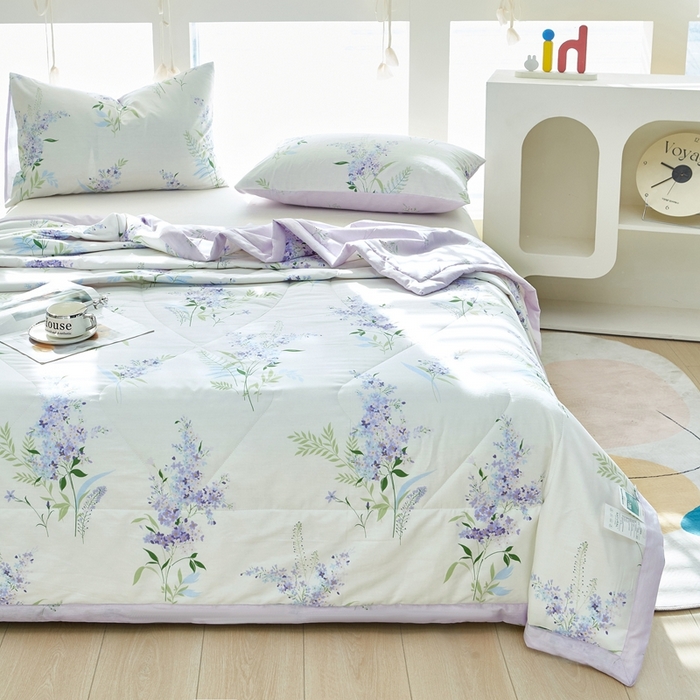 91家纺网 家纺一手货源 找家纺 黛妮雅 2026新款双面全棉羽丝夏被薰衣草