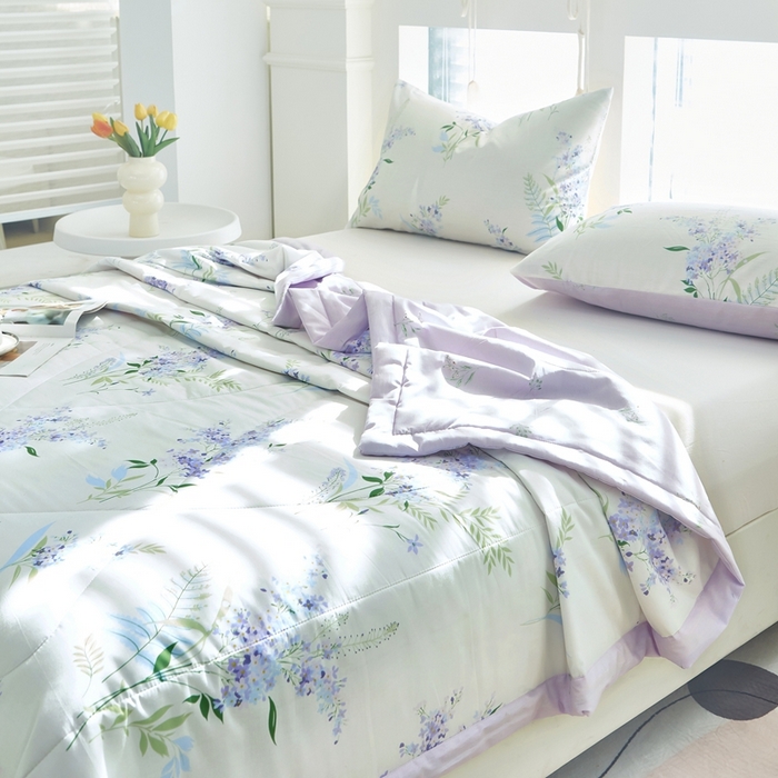 91家纺网 家纺一手货源 找家纺 黛妮雅 2026新款双面全棉羽丝夏被薰衣草