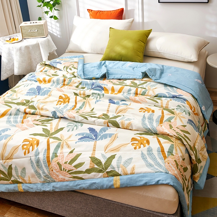 91家纺网 家纺一手货源 找家纺 黛妮雅 2026新款双面全棉羽丝夏被叶枫海韵