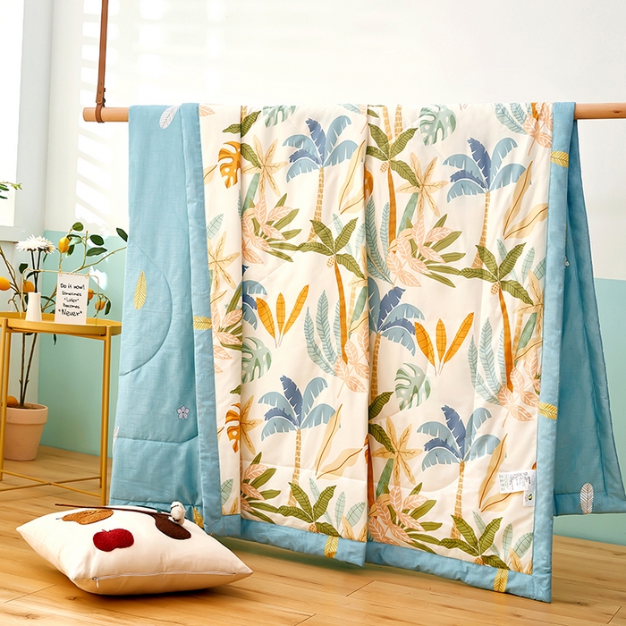 91家纺网 家纺一手货源 找家纺 黛妮雅 2026新款双面全棉羽丝夏被叶枫海韵