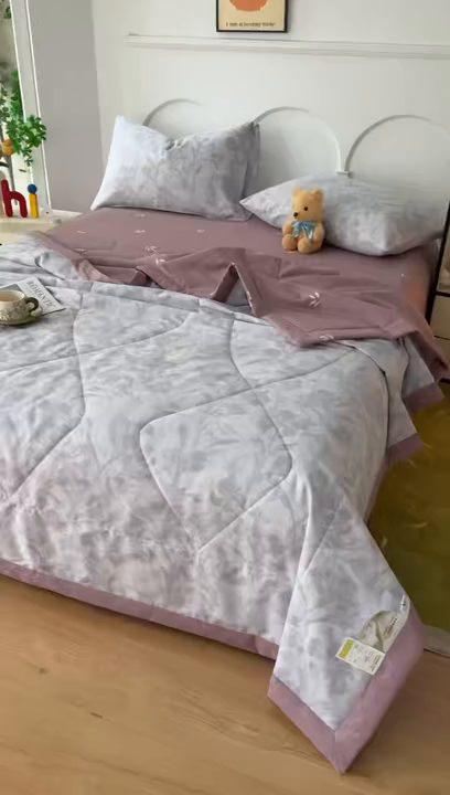 91家纺网 家纺一手货源 找家纺 黛妮雅 2026新款双面全棉羽丝夏被 紫苏