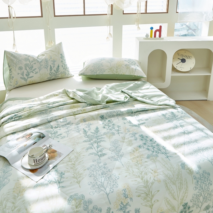 91家纺网 家纺一手货源 找家纺 黛妮雅 2026新款双面全棉羽丝夏被幽兰花谷