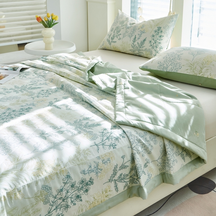 91家纺网 家纺一手货源 找家纺 黛妮雅 2026新款双面全棉羽丝夏被幽兰花谷