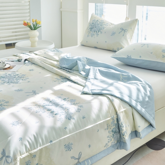 91家纺网 家纺一手货源 找家纺 黛妮雅 2026新款双面全棉羽丝夏被 醉花语