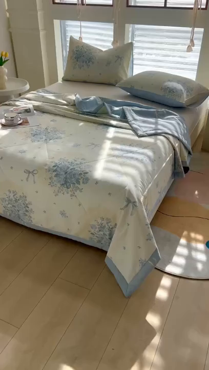 91家纺网 家纺一手货源 找家纺 黛妮雅 2026新款双面全棉羽丝夏被 醉花语