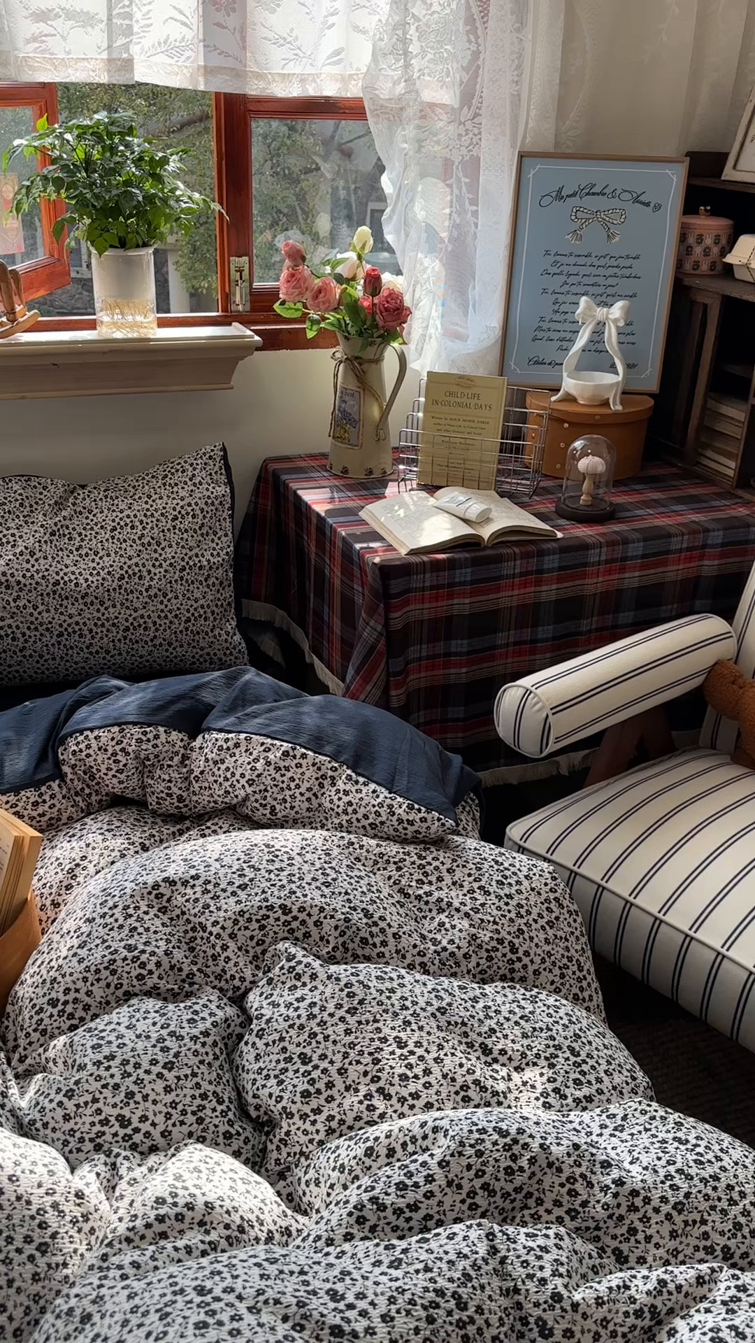 91家纺网 家纺一手货源 找家纺 阿曼达 2026新款日韩系复古印花小碎花软糯贴肤慵懒伴眠超治愈的床单床笠款四件套 小印-旧梦花.白蓝