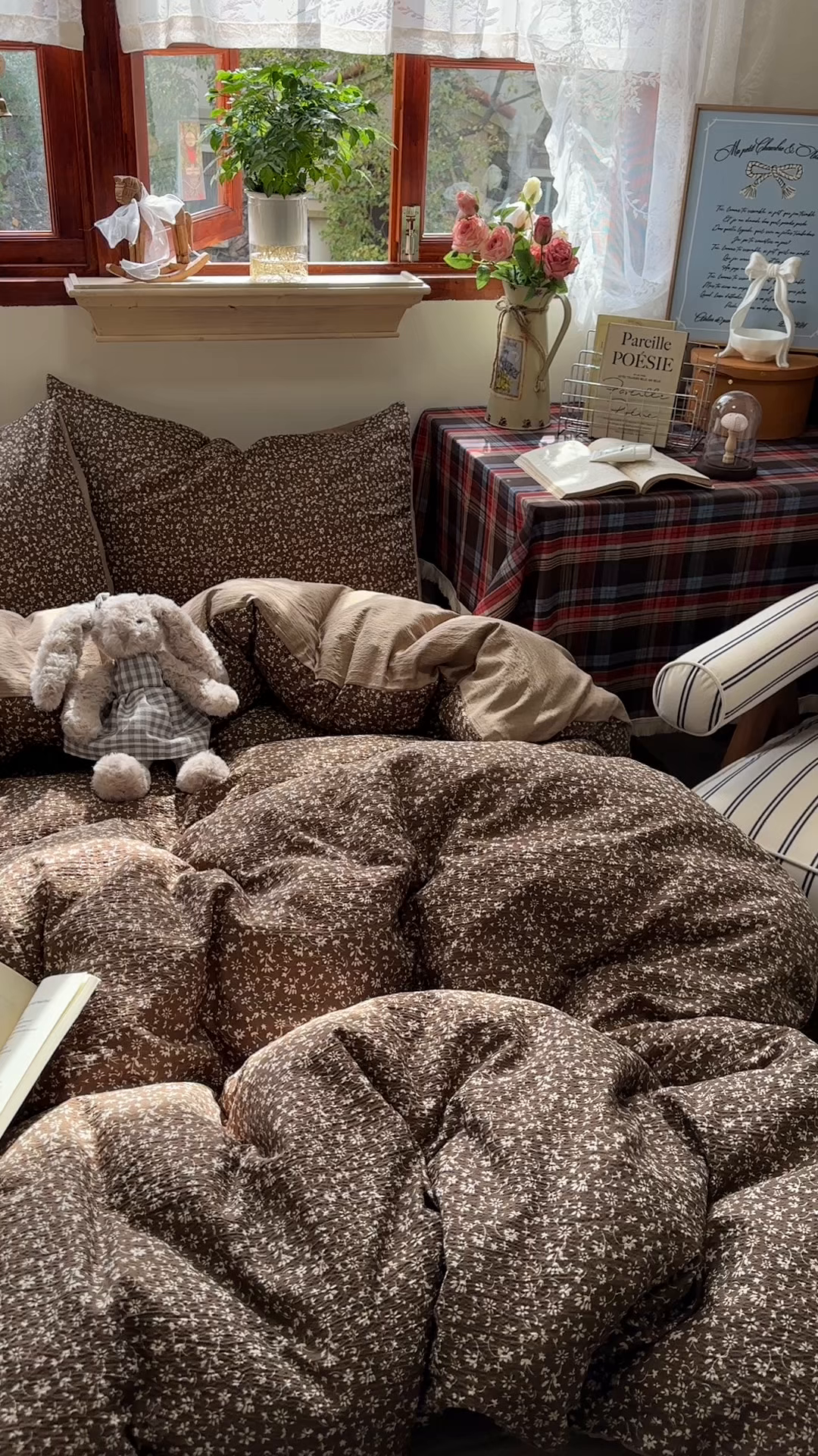 91家纺网 家纺一手货源 找家纺 阿曼达 2026新款日韩系复古印花小碎花软糯贴肤慵懒伴眠超治愈的床单床笠款四件套 小印-林间序.咖