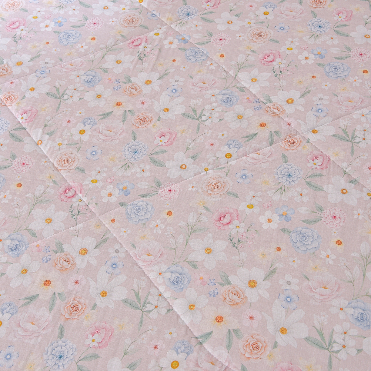 91家纺网 家纺一手货源 找家纺 金昱纺 2026新款A类全棉双层纱新疆棉花夏被四件套（带检测报告，包检测，有微信+买家秀） 观上月白-粉