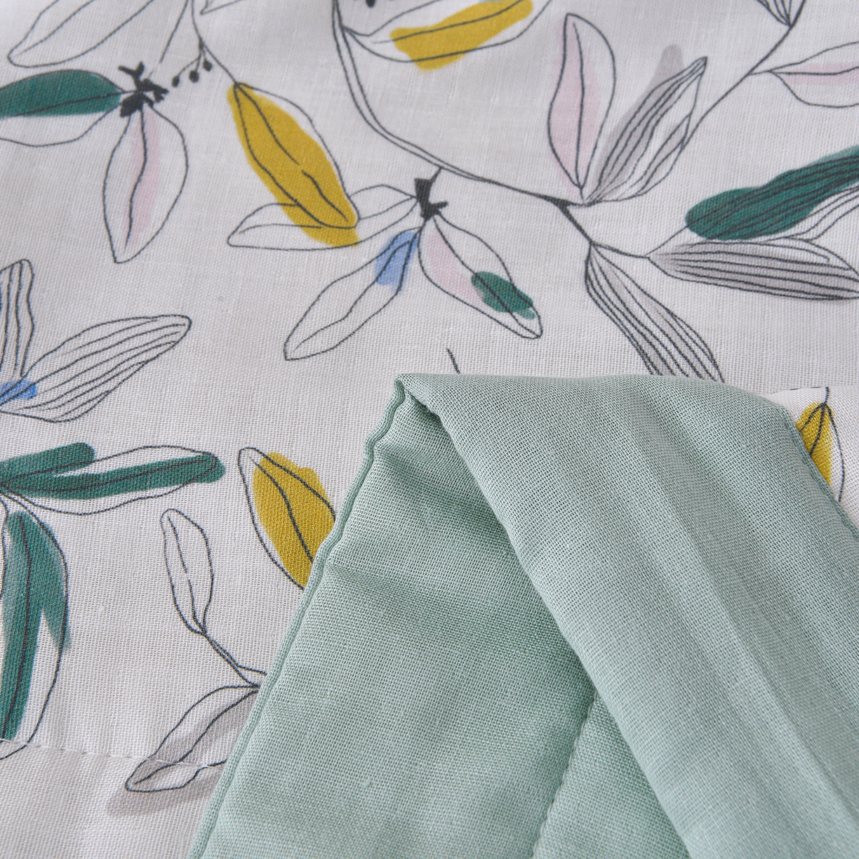 91家纺网 家纺一手货源 找家纺 金昱纺 2026新款A类全棉双层纱新疆棉花夏被四件套（带检测报告，包检测，有微信+买家秀） 镜花眠-绿