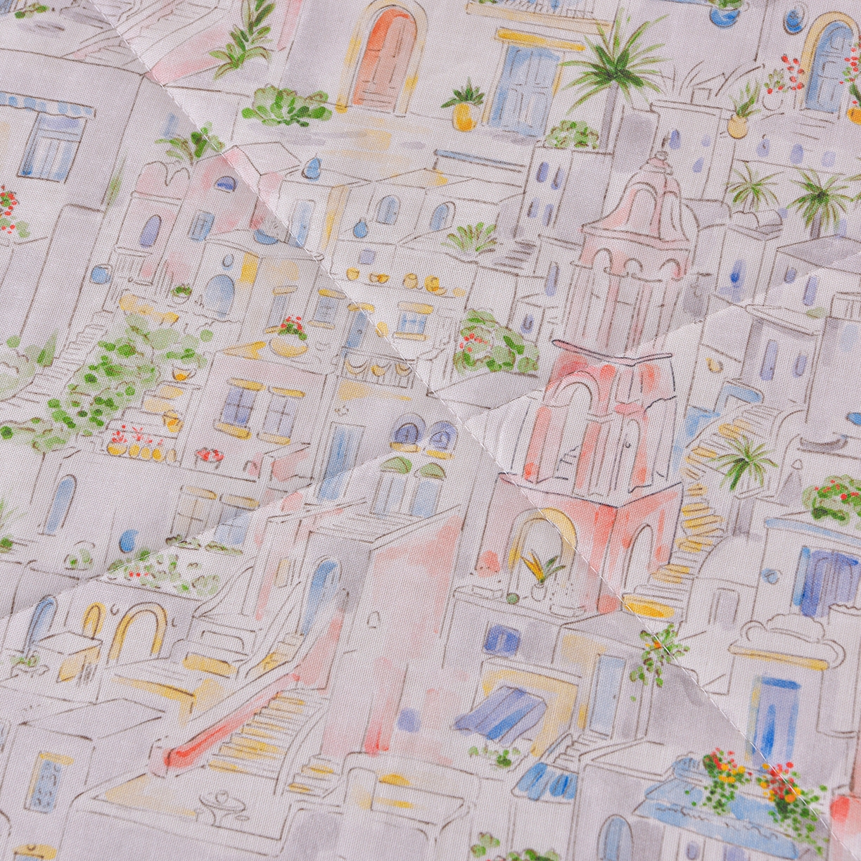 91家纺网 家纺一手货源 找家纺 金昱纺 2026新款A类全棉双层纱新疆棉花夏被四件套（带检测报告，包检测，有微信+买家秀） 浪漫小镇-粉