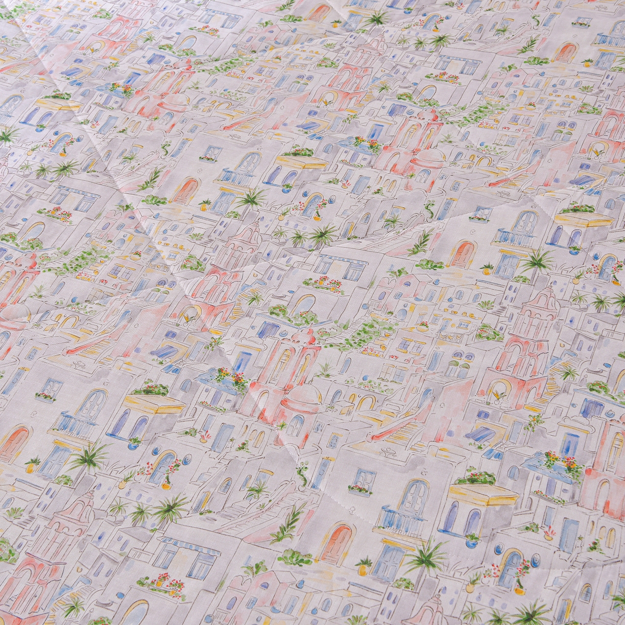 91家纺网 家纺一手货源 找家纺 金昱纺 2026新款A类全棉双层纱新疆棉花夏被四件套（带检测报告，包检测，有微信+买家秀） 浪漫小镇-粉