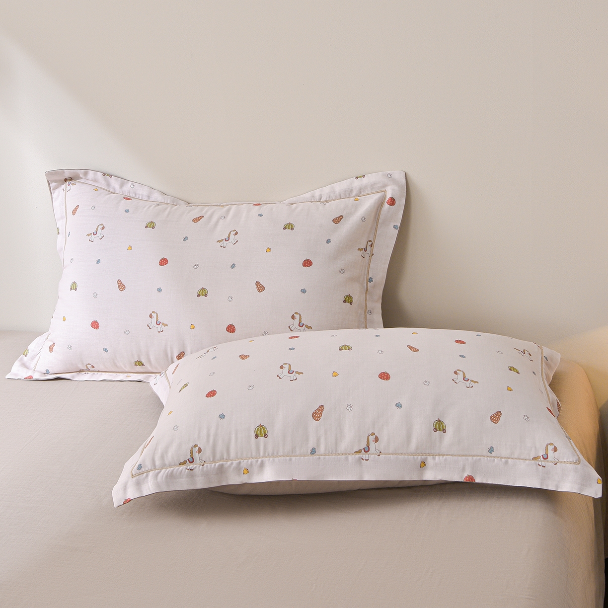 91家纺网 家纺一手货源 找家纺 金昱纺 2026新款A类全棉双层纱新疆棉花夏被四件套（带检测报告，包检测，有微信+买家秀） 南瓜马车-咖