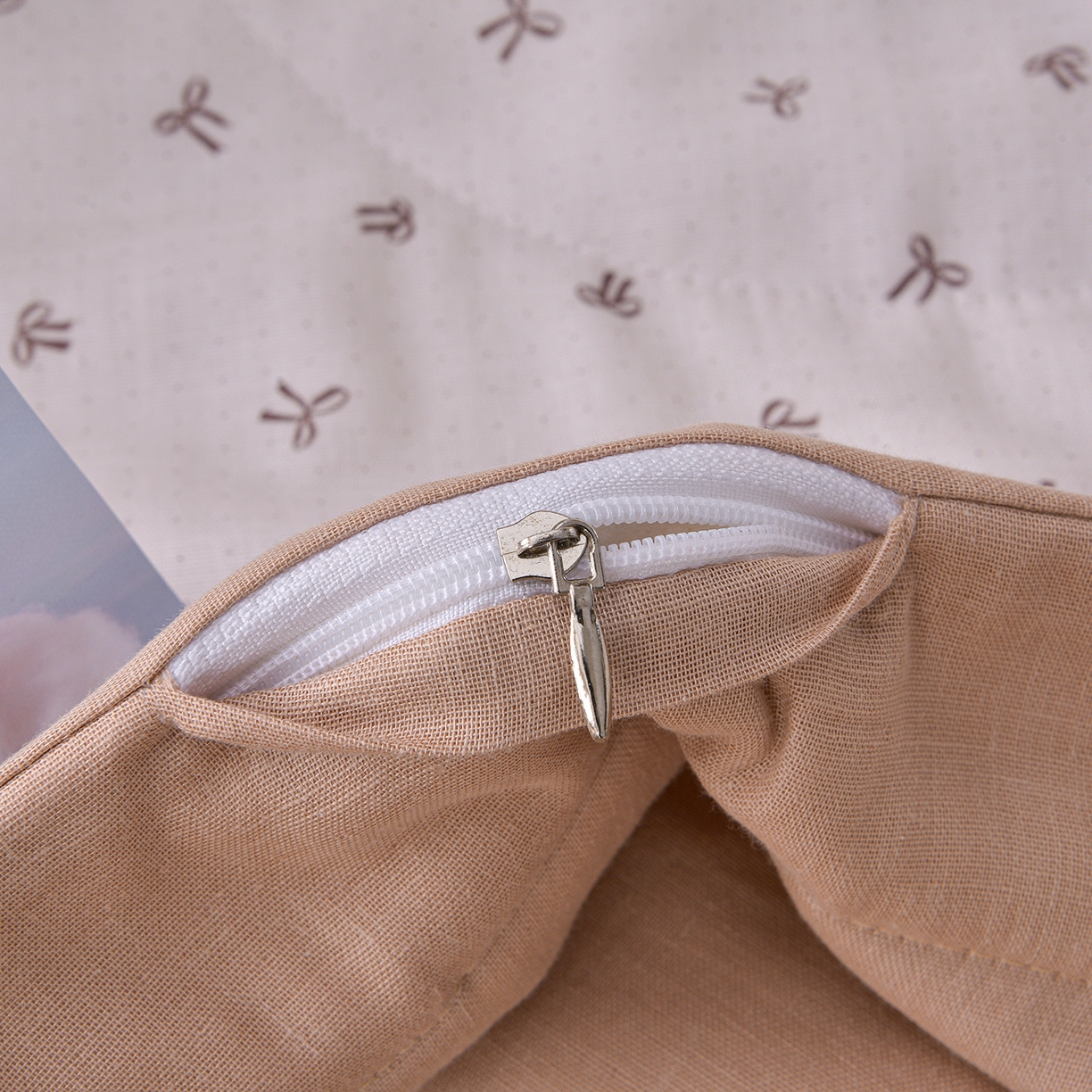 91家纺网 家纺一手货源 找家纺 金昱纺 2026新款A类全棉双层纱新疆棉花夏被四件套（带检测报告，包检测，有微信+买家秀） 甜心结-咖