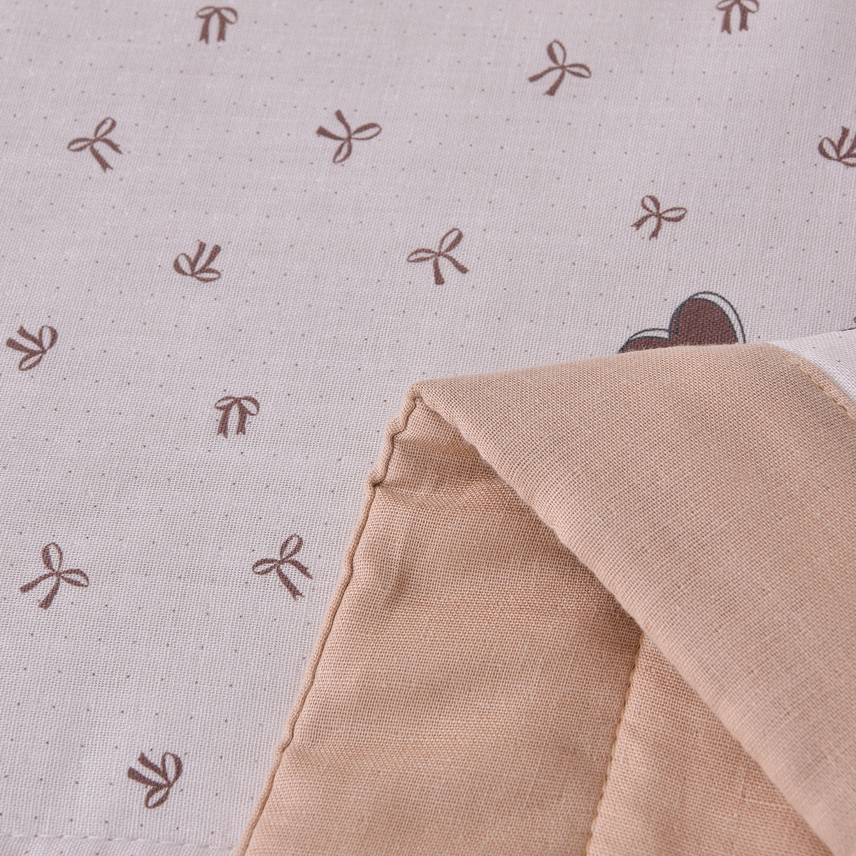 91家纺网 家纺一手货源 找家纺 金昱纺 2026新款A类全棉双层纱新疆棉花夏被四件套（带检测报告，包检测，有微信+买家秀） 甜心结-咖