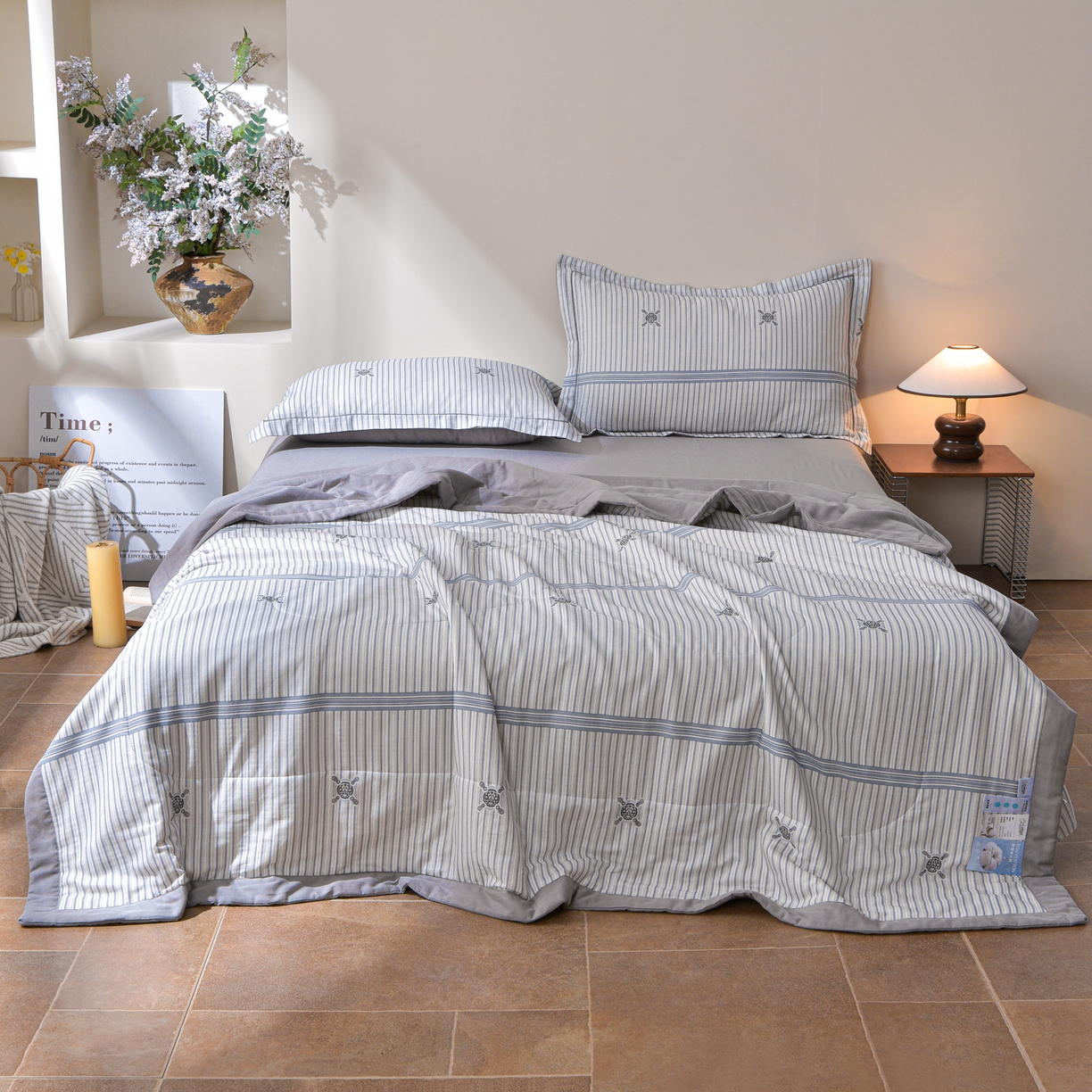 91家纺网 家纺一手货源 找家纺 金昱纺 2026新款A类全棉双层纱新疆棉花夏被四件套（带检测报告，包检测，有微信+买家秀） 泽西岛-兰