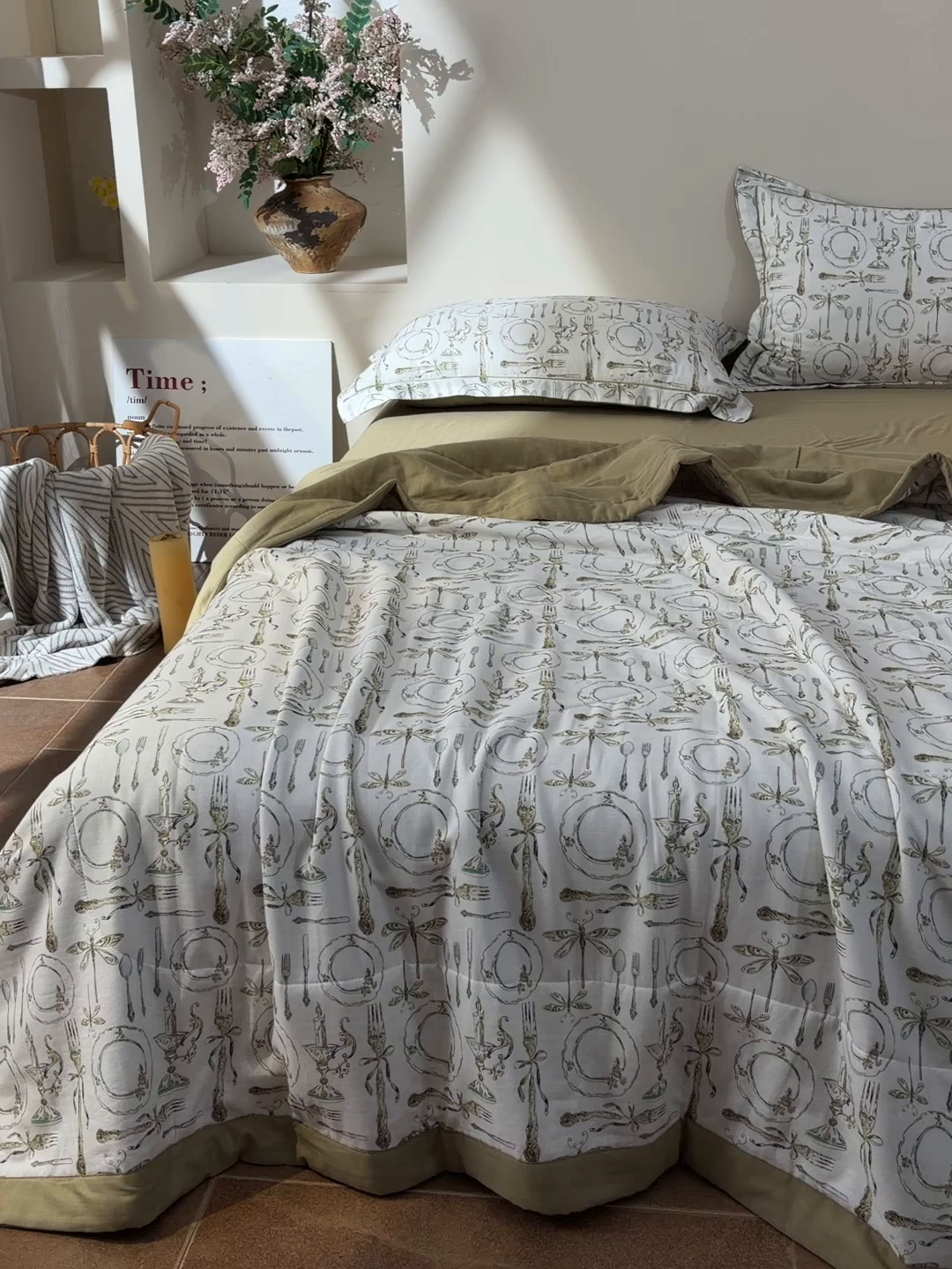 91家纺网 家纺一手货源 找家纺 金昱纺 2026新款A类全棉双层纱新疆棉花夏被四件套（带检测报告，包检测，有微信+买家秀） 中世纪-绿