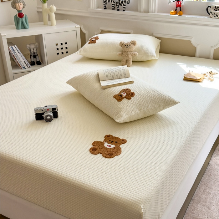 91家纺网 家纺一手货源 找家纺 （总）席世家 2026新款全棉华夫格床笠毛巾绣床笠