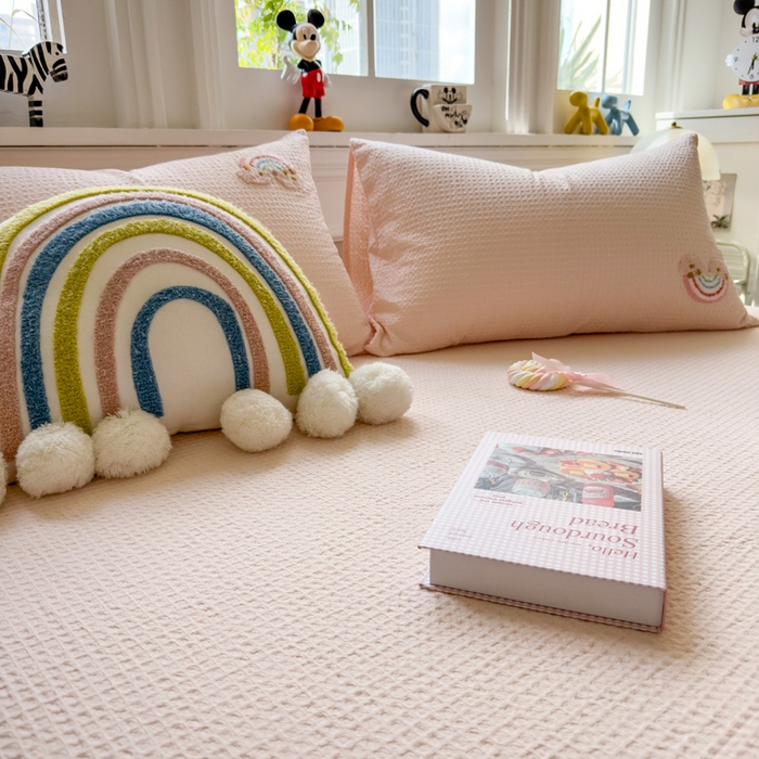 91家纺网 家纺一手货源 找家纺 （总）席世家 2026新款全棉华夫格床笠毛巾绣床笠