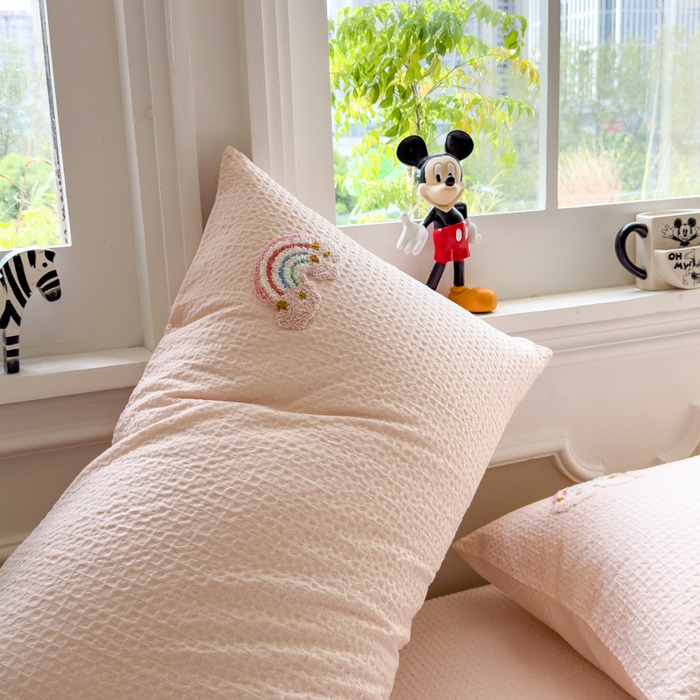 91家纺网 家纺一手货源 找家纺 （总）席世家 2026新款全棉华夫格床笠毛巾绣床笠