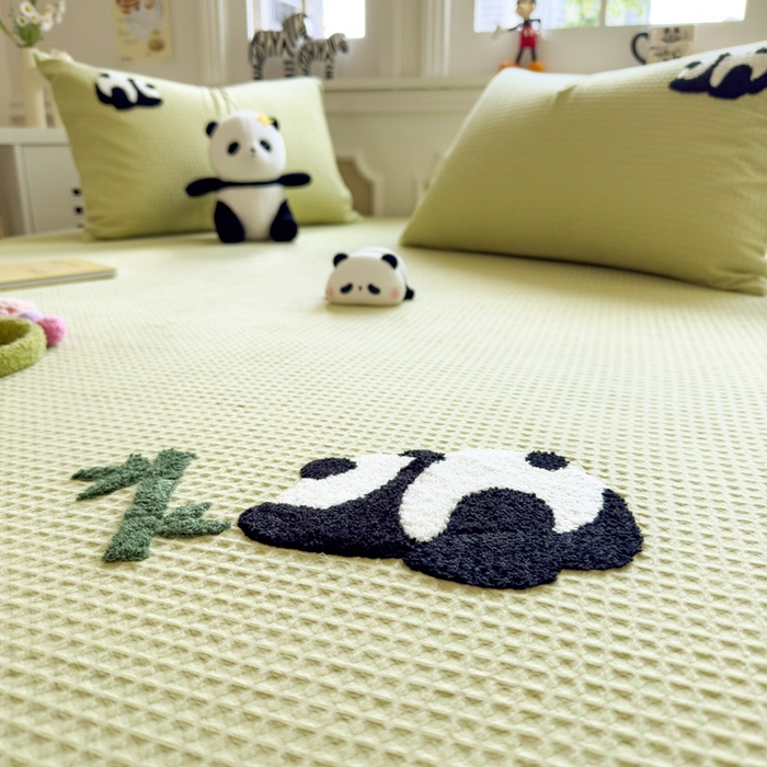 91家纺网 家纺一手货源 找家纺 席世家 2026新款全棉华夫格床笠毛巾绣床笠 华夫格-熊猫