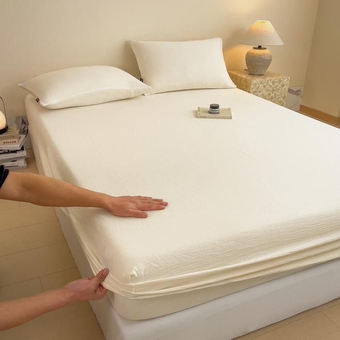 91家纺网 家纺一手货源 找家纺 （总）席世家 2026新款纯色皱皱纱床笠