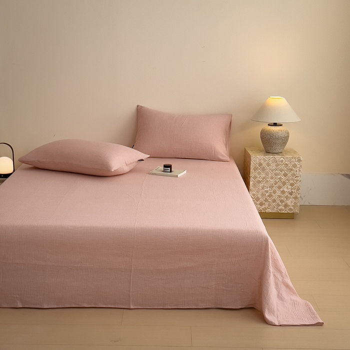 91家纺网 家纺一手货源 找家纺 （总）席世家 2026新款纯色皱皱纱床单