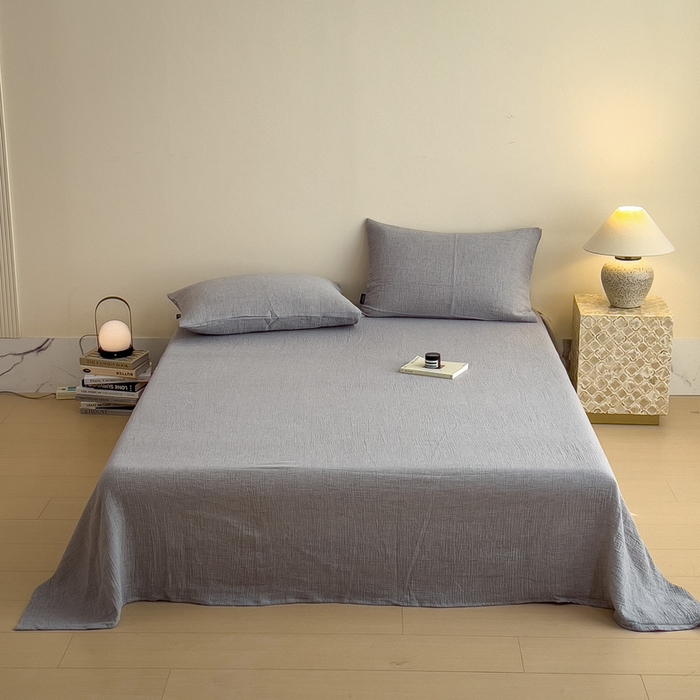 91家纺网 家纺一手货源 找家纺 （总）席世家 2026新款纯色皱皱纱床单