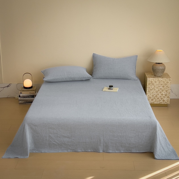 91家纺网 家纺一手货源 找家纺 （总）席世家 2026新款纯色皱皱纱床单