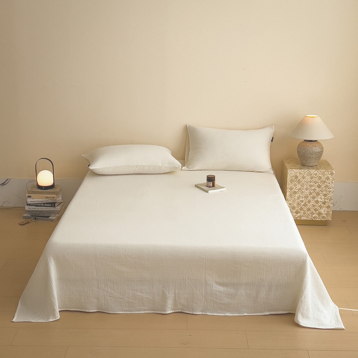 91家纺网 家纺一手货源 找家纺 （总）席世家 2026新款纯色皱皱纱床单