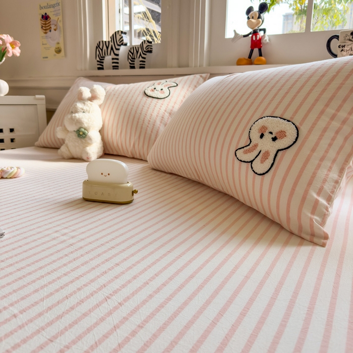 91家纺网 家纺一手货源 找家纺 席世家 2026新款全棉水洗棉床笠 水洗棉-可爱兔