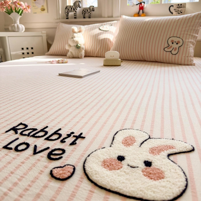 91家纺网 家纺一手货源 找家纺 席世家 2026新款全棉水洗棉床笠 水洗棉-可爱兔