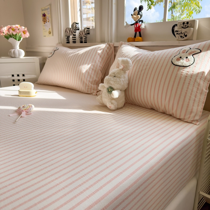 91家纺网 家纺一手货源 找家纺 席世家 2026新款全棉水洗棉床笠 水洗棉-可爱兔