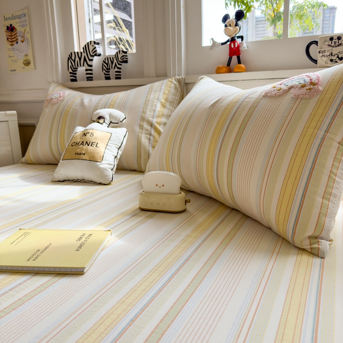 91家纺网 家纺一手货源 找家纺 席世家 2026新款全棉水洗棉床笠 水洗棉-彩虹