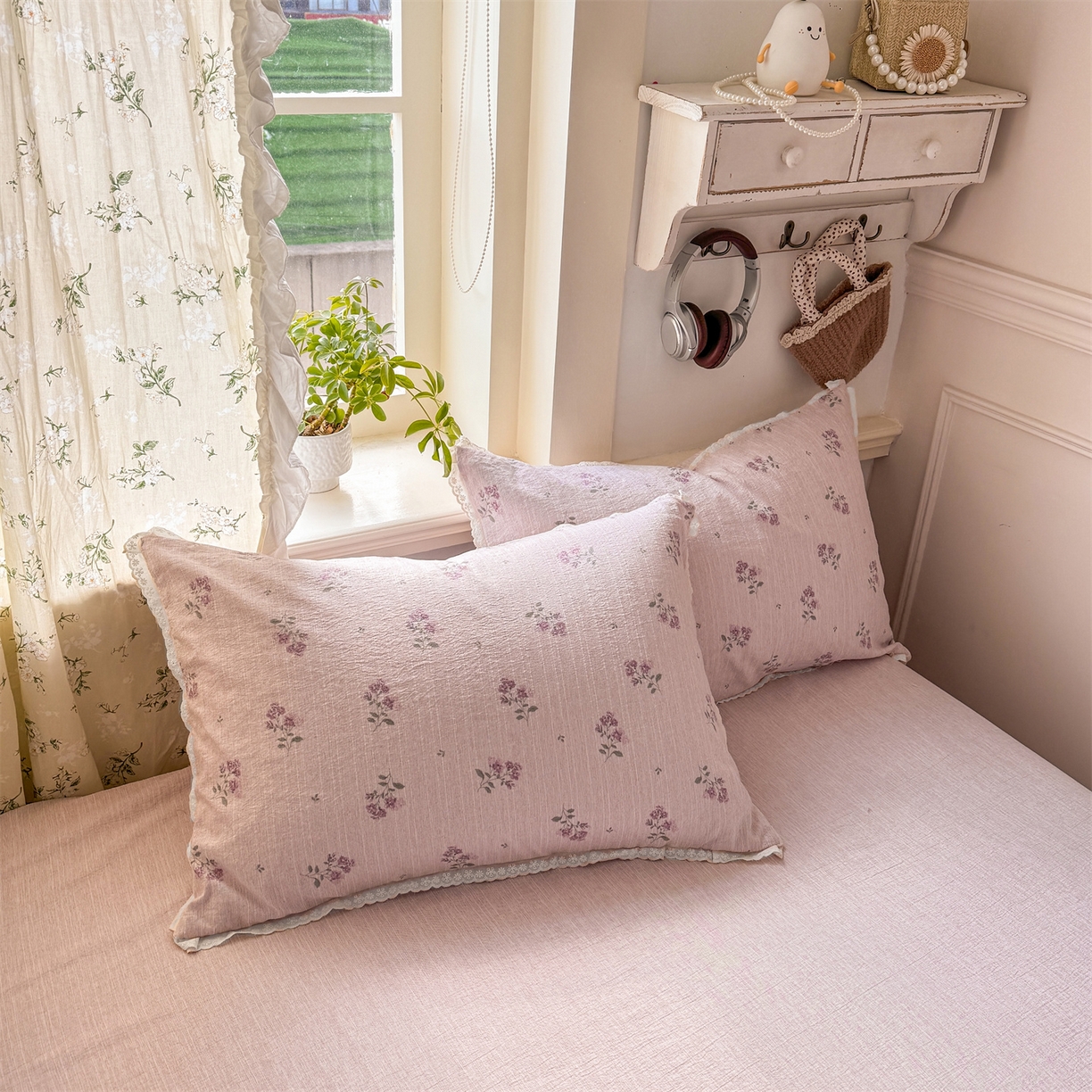 91家纺网 家纺一手货源 找家纺 （总）优贝家纺 2026春夏新款韩系小花边高克重加厚色织提花韩版四件套