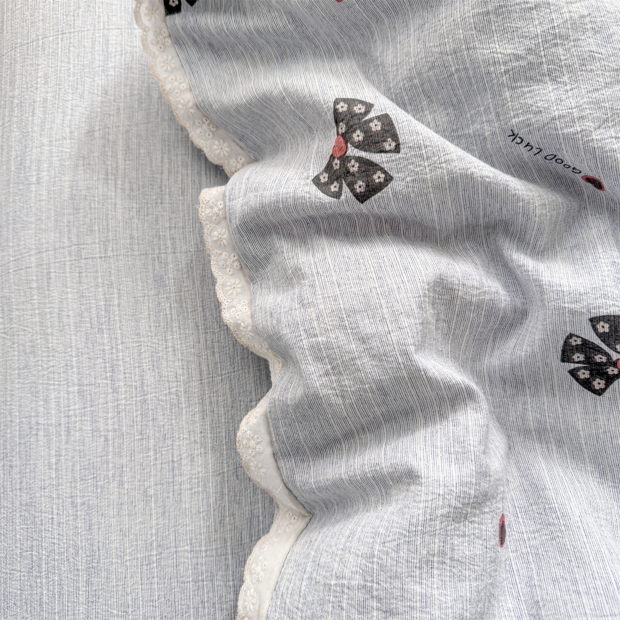 91家纺网 家纺一手货源 找家纺 优贝家纺 2026春夏新款韩系小花边高克重加厚色织提花韩版四件套 浪漫蝴蝶结