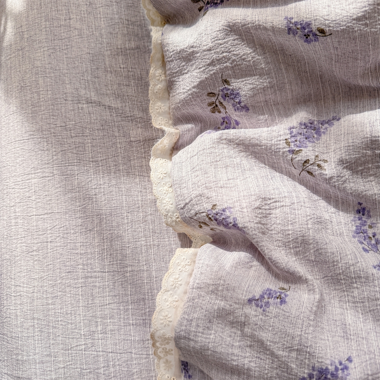 91家纺网 家纺一手货源 找家纺 优贝家纺 2026春夏新款韩系小花边高克重加厚色织提花韩版四件套 薰衣草之梦